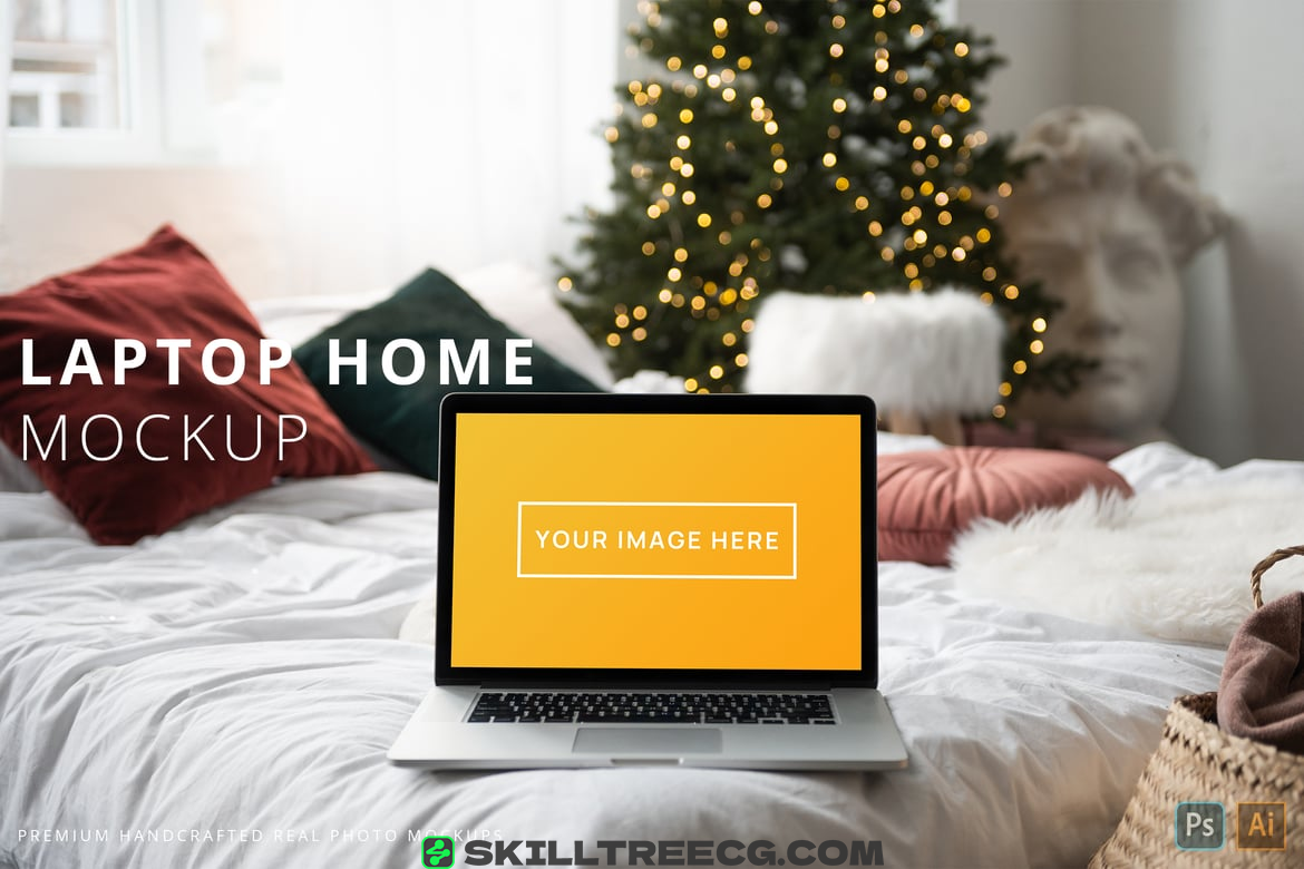 MacBook Pro Cozy Home Office Christmas Mockup（208758）-技能树